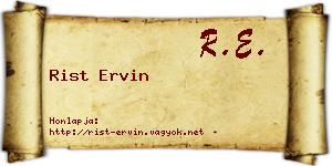 Rist Ervin névjegykártya